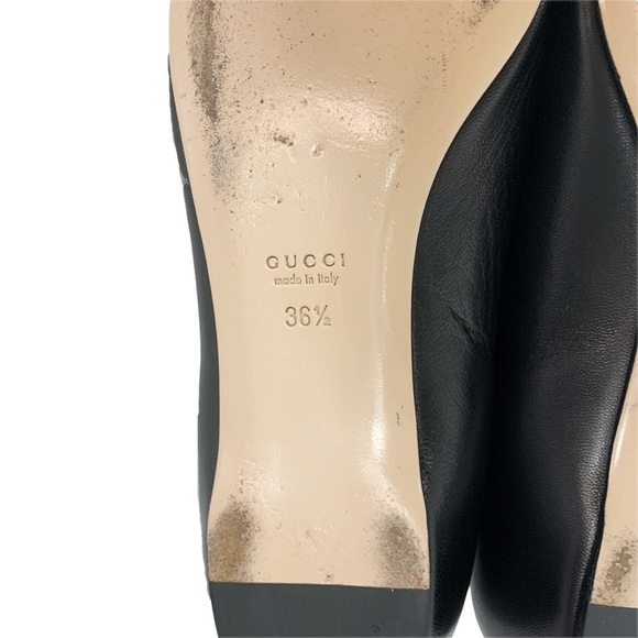 Gucci Dionysus EU 36.5 US 6.5 Black Leathe Buckle Square Toe Tiger Ballet Flats - Picture 14 of 16